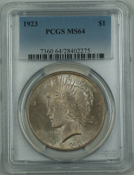 1923 Silver Peace Dollar Coin $1 PCGS MS-64 Toned DMK