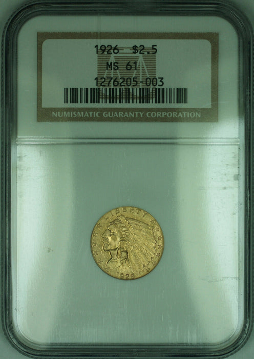 1926 Indian Quarter Eagle $2.50 Gold Coin NGC MS-61 (KD)