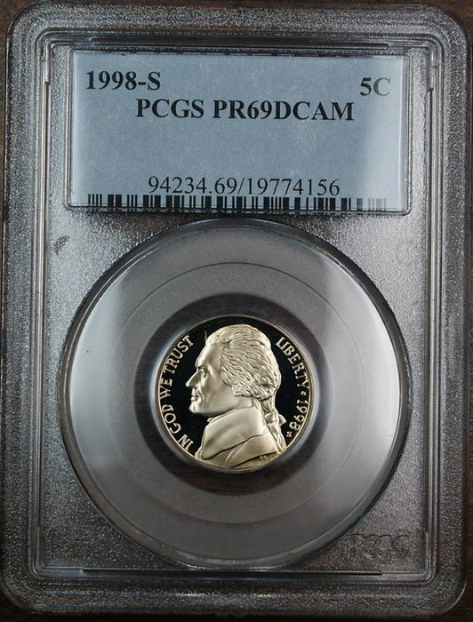 1998-S Proof Jefferson Nickel, PCGS PR-69 DCAM