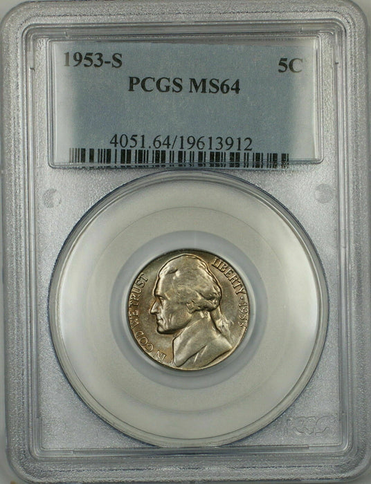 1953-S Jefferson Nickel 5c Coin PCGS MS-64 (1A)