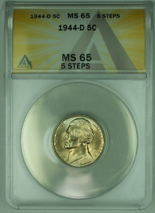 1944-D Jefferson Silver Nickel Toned 5C ANACS MS 65-5 Steps (51)
