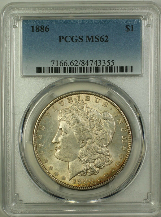 1886 Morgan Silver Dollar $1 Coin PCGS MS-62 Lightly Toned (16a)