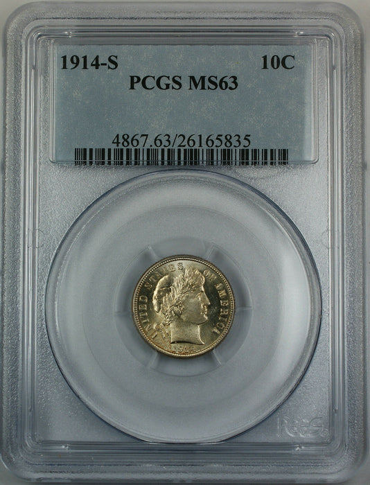1914-S Barber Silver Dime, PCGS MS-63 *Very Choice BU Coin* DGH