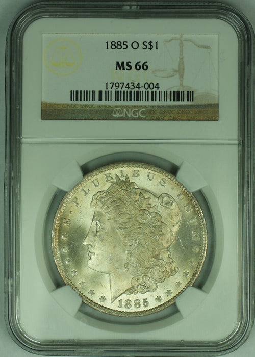 1885-O Morgan Silver $1 Dollar Coin Lightly Toned NGC MS 66 (JG)