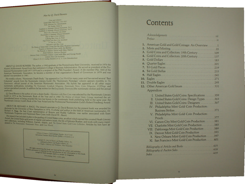 United States Gold Coins An Illustrated History 1982 by Q. David Bowers (EW)