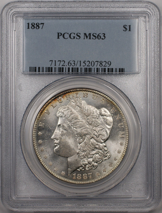 1887 Morgan Silver Dollar $1 Coin PCGS MS-63 Better Coin (BR-20 D)