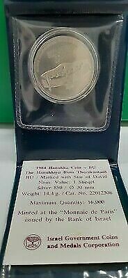 1984 Israel 1 Sheqel Silver BU Hanukka Thersienstadt Commemorative Coin in Case