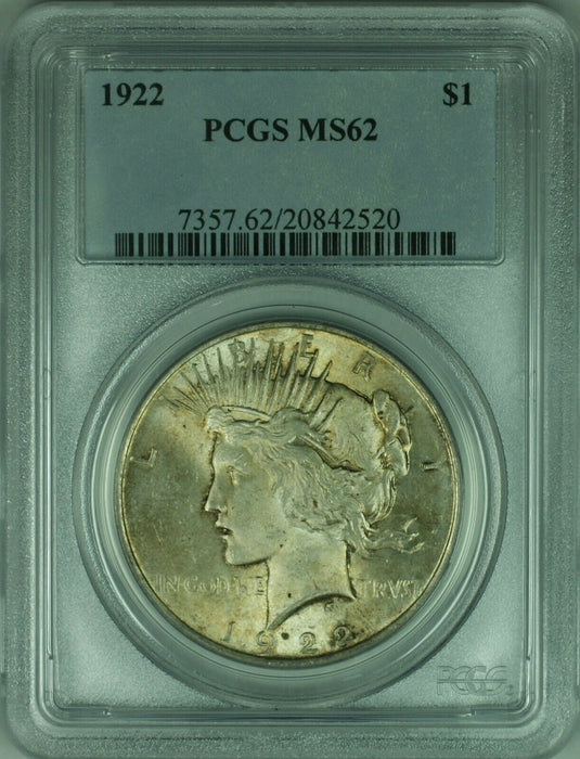 1922 Peace Silver Dollar $1 Coin PCGS MS-62 Better Coin/Toned (34-G)