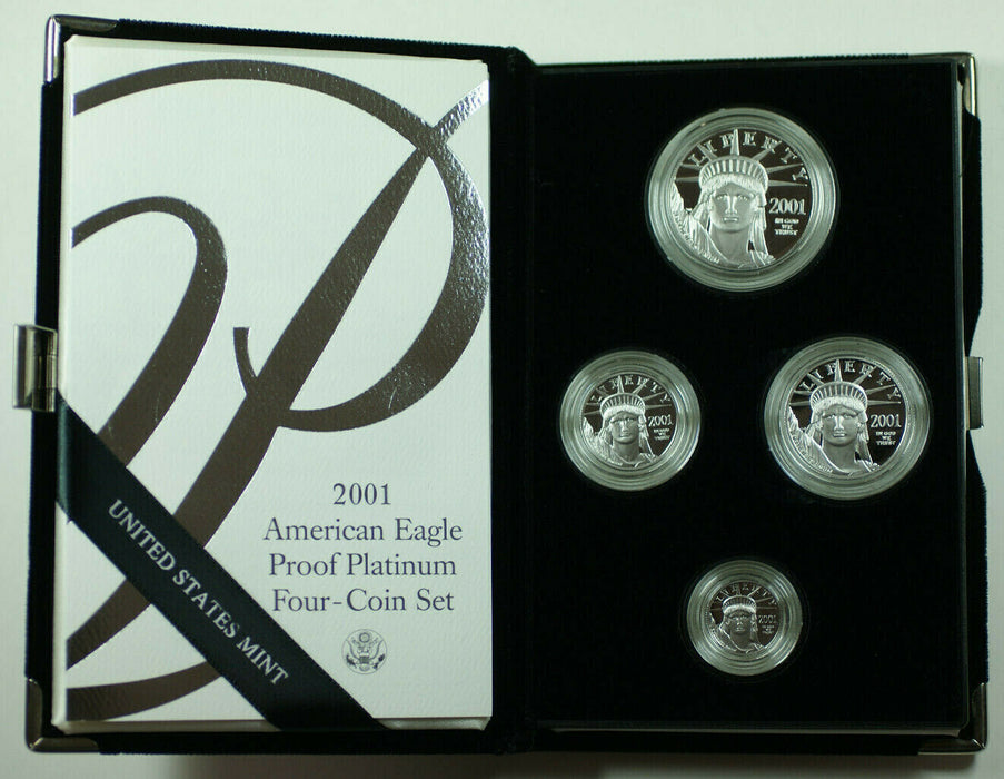 2001 American Eagle Platinum Proof 4 Coin Set in Box w/ COA