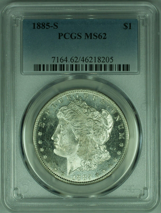 1885-S Morgan Silver Dollar Coin PCGS MS-62 W/SPL Surfaces Better Coin  (47)