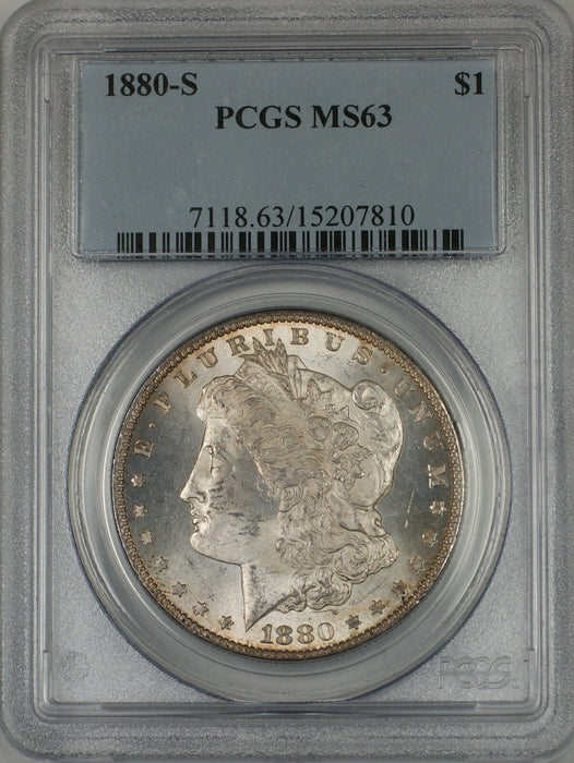 1880-S Morgan Silver Dollar $1 Coin PCGS MS-63 Lightly Toned (2G)