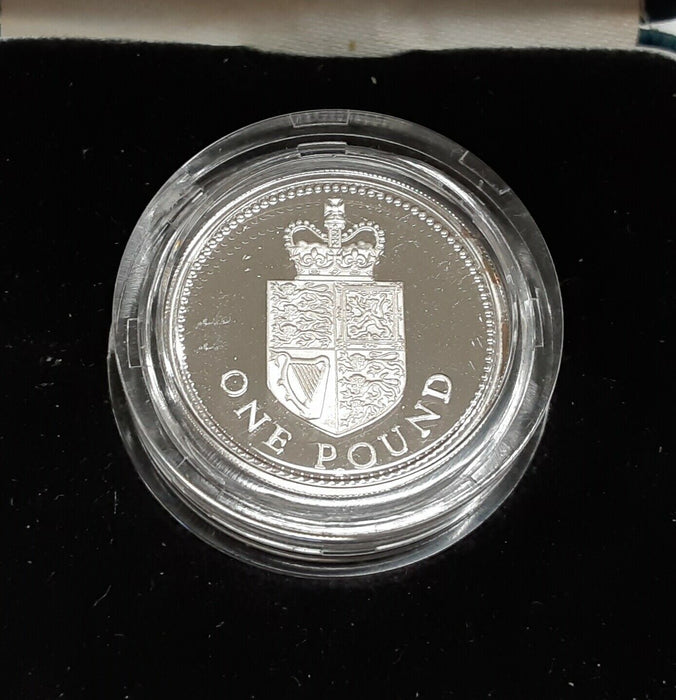 1988 United Kingdom 1 Pound - Proof Silver Crowned Royal Shield - w/Box & COA