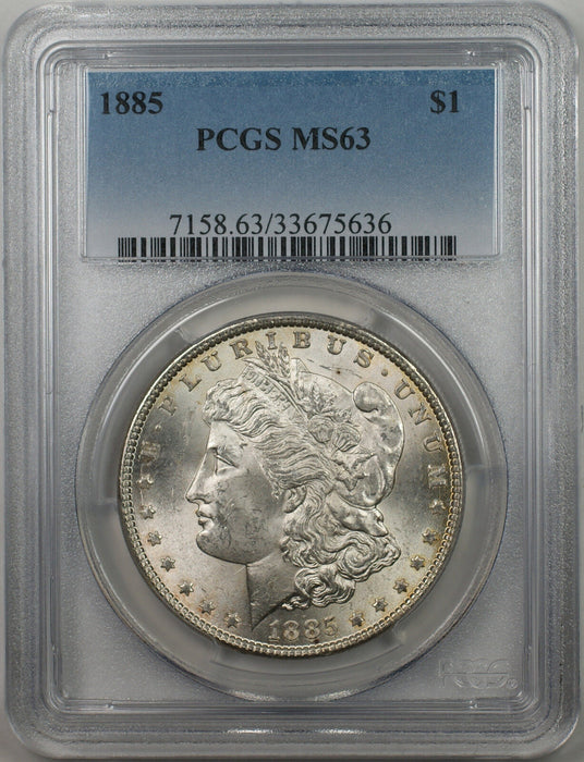 1885 Morgan Silver Dollar $1 Coin PCGS MS-63 (6)