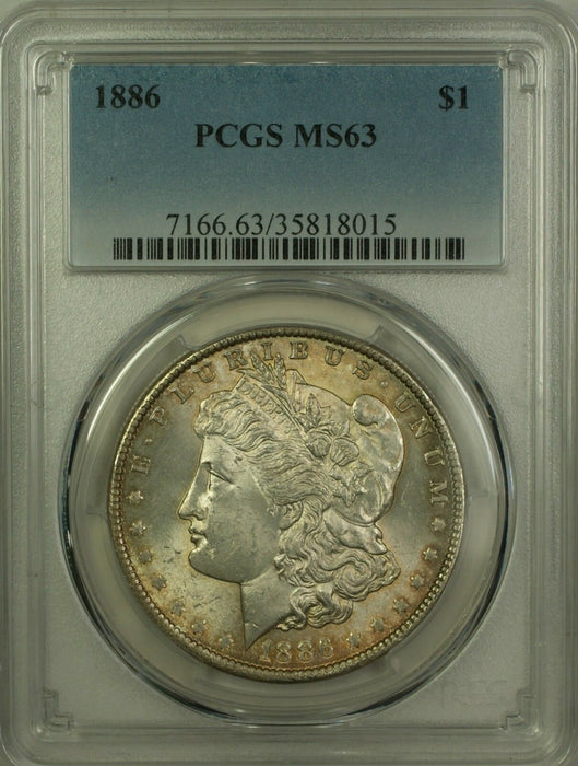 1886 Morgan Silver Dollar $1 Coin PCGS MS-63 Lightly Toned (10A)