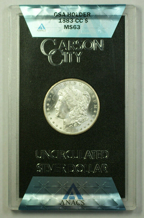 1883-CC GSA Morgan Silver Dollar $1 Coin ANACS MS-63 (Better Coin) RJS