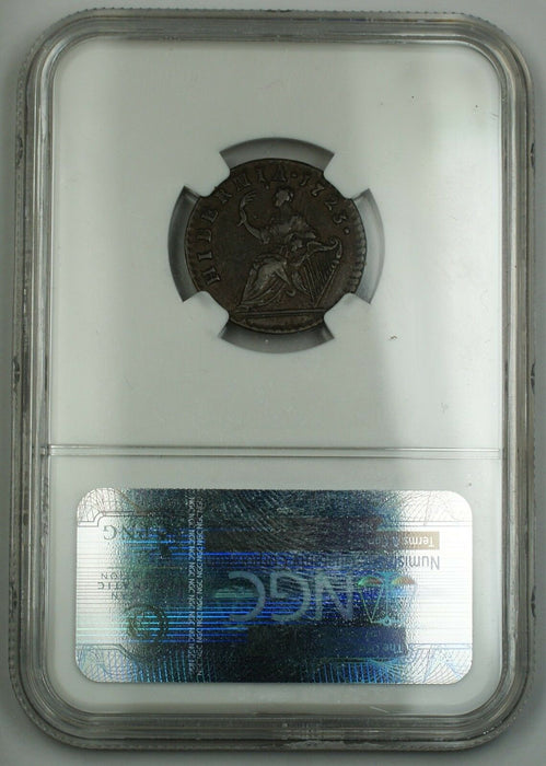 1723 Hibernia 'Del Gratia' 1/4p Coin NGC XF-45 BN *Very Scarce Die Variety* AKR