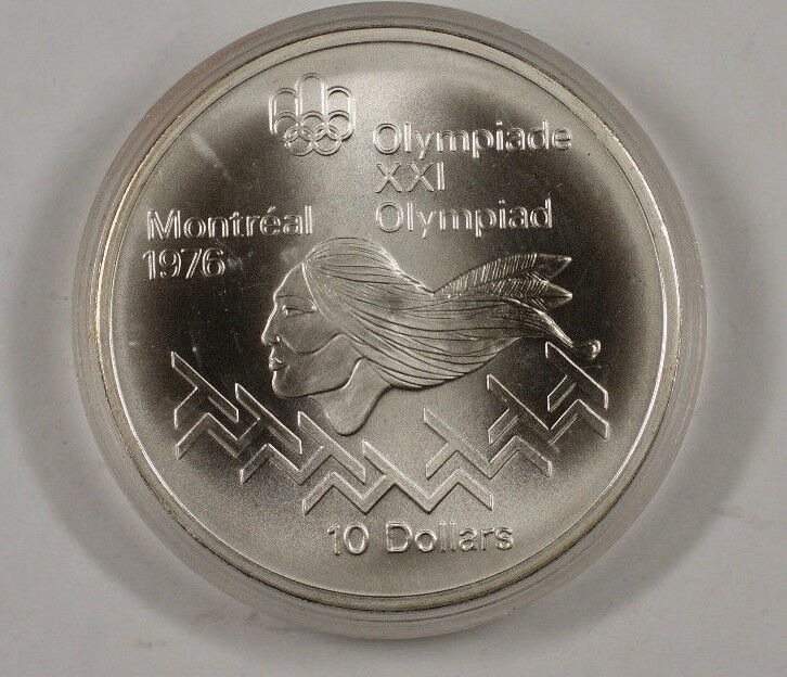 1975 Canada RCM 10 Dollar Silver 1976 Montreal Olympic Games Silver Coin