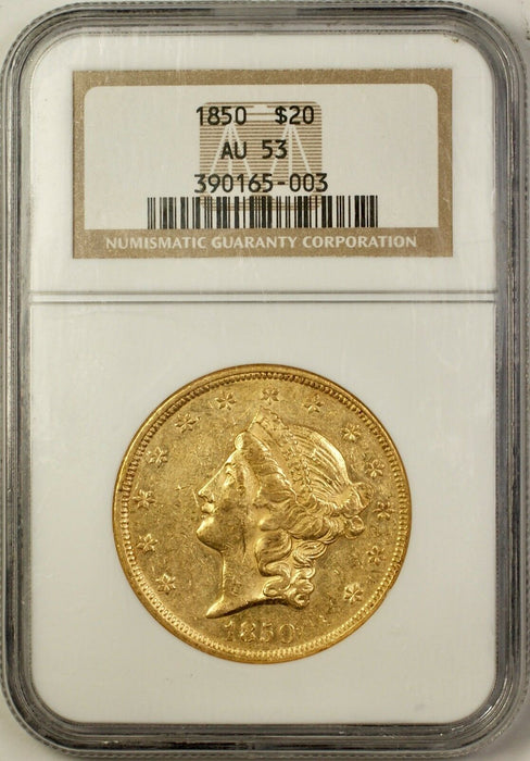 1850 $20 Liberty Head Double Eagle Gold Coin NGC AU-53 NP