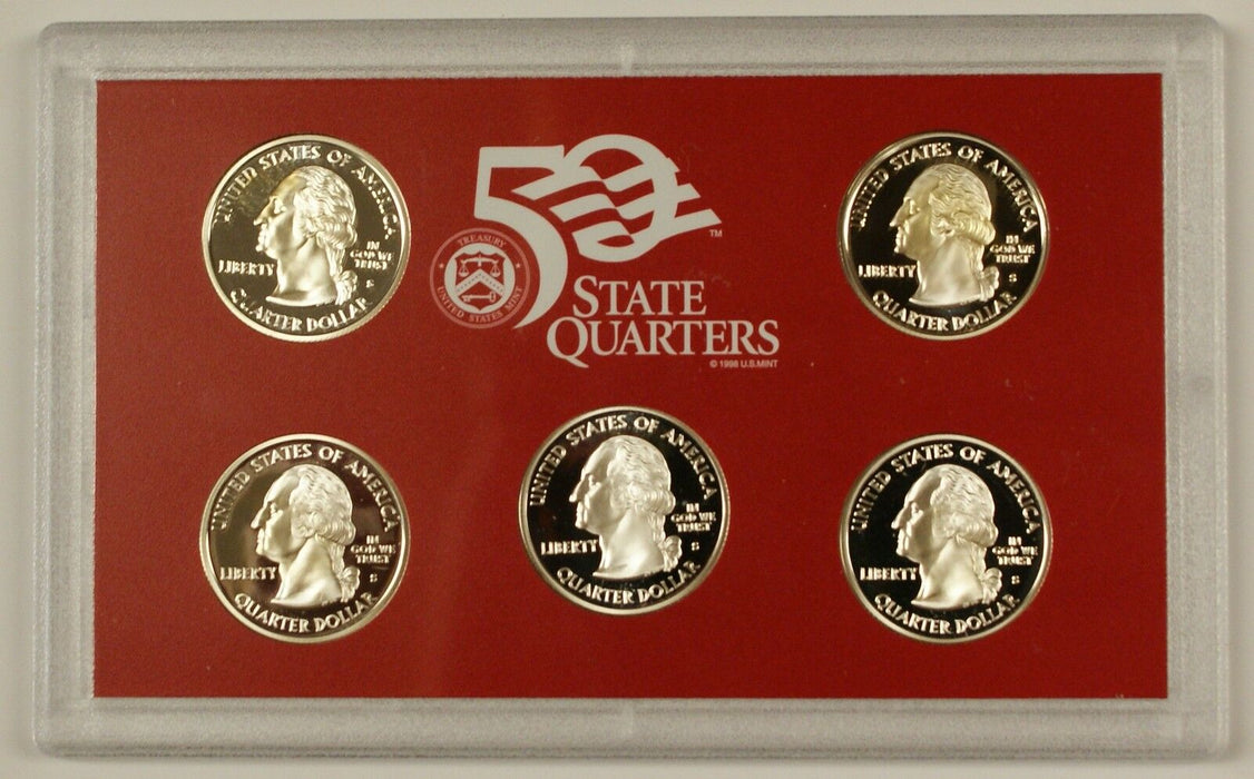 2007-S US Mint SILVER Proof State Quarters Set 5 Gem Coins w/ Box & COA