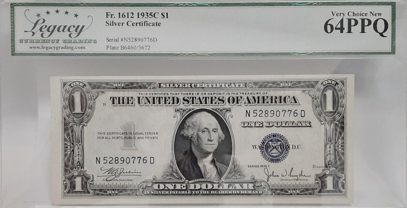 1935-E $1 *STAR* Silver Certificate *-D Block Fr#1614*  Legacy Ch New 63PPQ