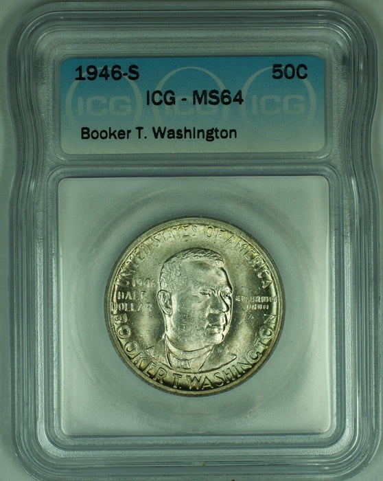 1946-S Booker T. Washington Commemorative 50C Half Dollar ICG MS 64 (50) B