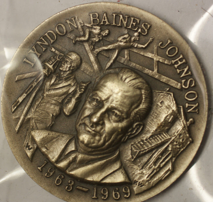 1963- 1969 Lyndon Baines Johnson High Relief Silver Medal 34 Grams