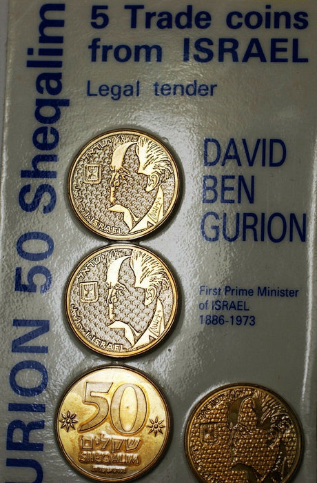 1985 Israel David Ben Gurion Commem 50 Sheqels 5 Coin Brilliant Uncirclated Set