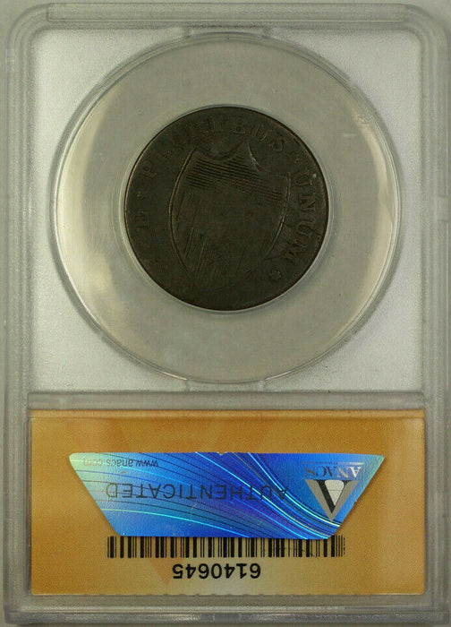 1787 New Jersey Colonial Copper Coin ANACS F-15 Fine (Maris 31-L DS 3)