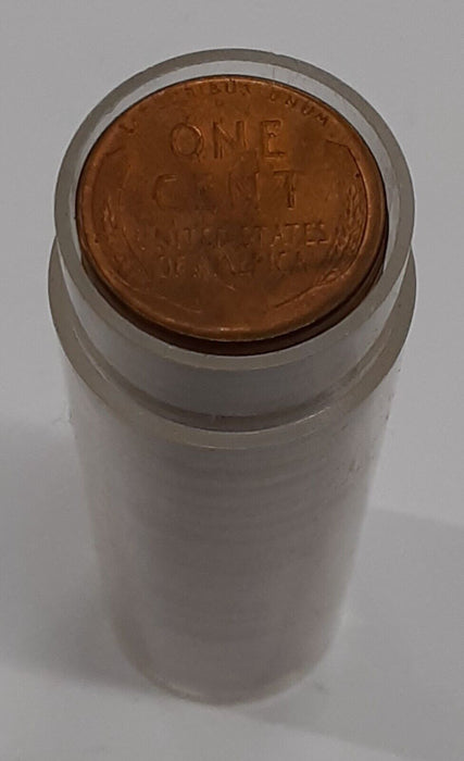 1950 Lincoln Cent Roll - 50 UNC Coins Total in Coin Tube - Toned