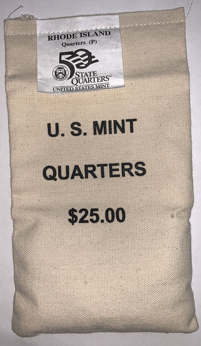 $25 (100 UNC coins) 2001 Rhode Island - P State Quarter Original Mint Sewn Bag