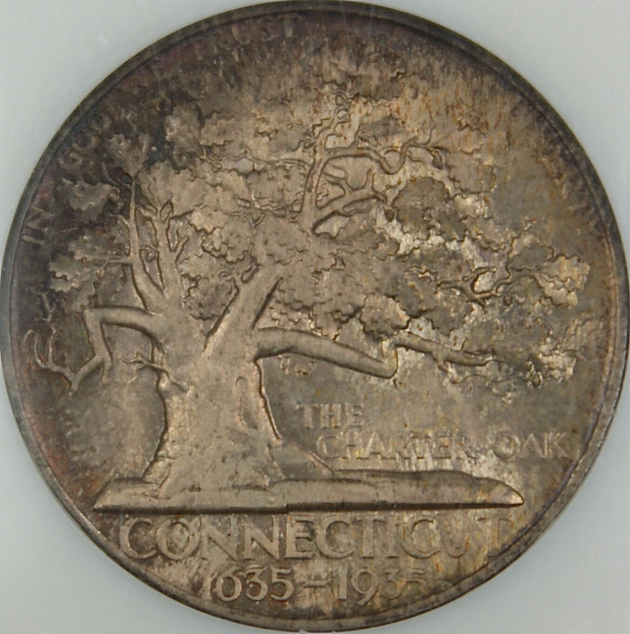 1935 Connecticut Commemorative Silver Half Dollar, NGC MS-66, Toned