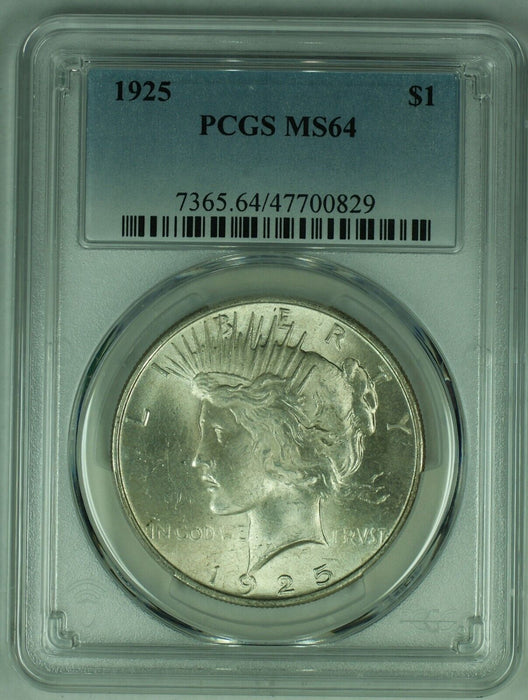 1925 Peace Silver $1 Dollar Coin PCGS MS 64 (17) C