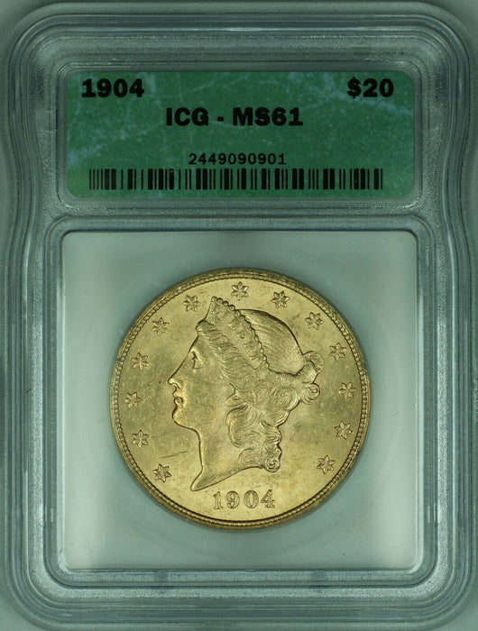 1904 Liberty Double Eagle $20 Gold Coin ICG MS-61 UNC (A)