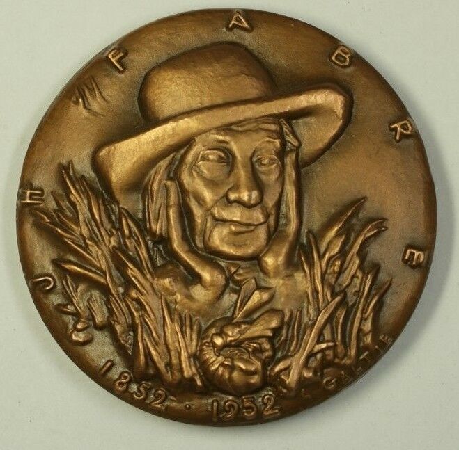 Large Bronze Medal For J H Fabre Father of Entomology A Galtie Darker Finish i