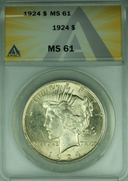 1924 Peace Silver Dollar S$1 ANACS MS-61  (45)