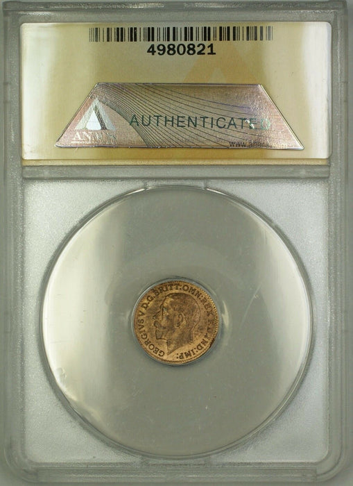 1913 Great Britain Malta 1/3F One Third Farthing Copper Coin ANACS MS-64 RB