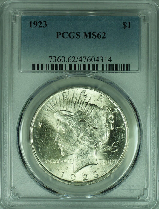 1923 Peace Silver Dollar $1 Coin PCGS MS 62 (48) G