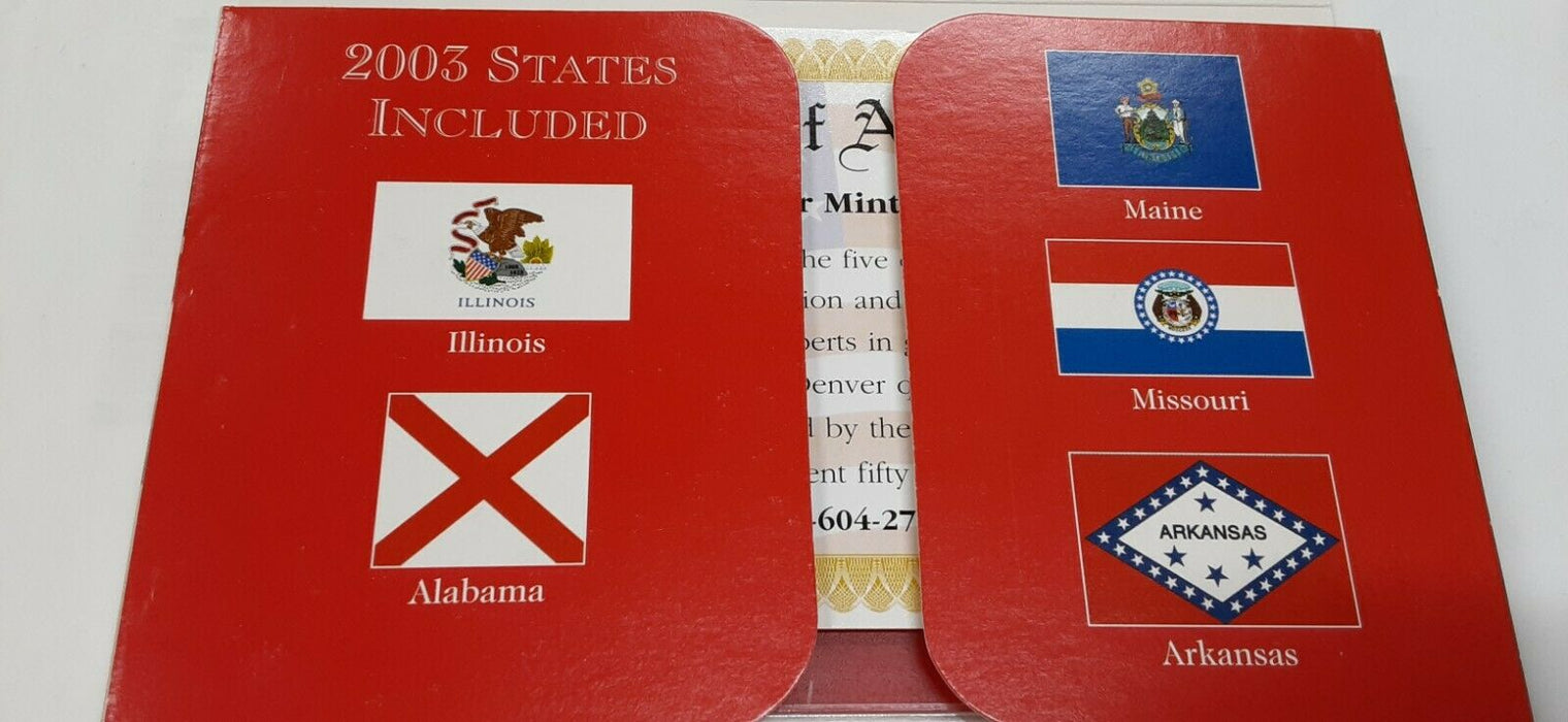 2003-D State Quarters 5 Coin Set 50 States Program-BU in Plastic Case