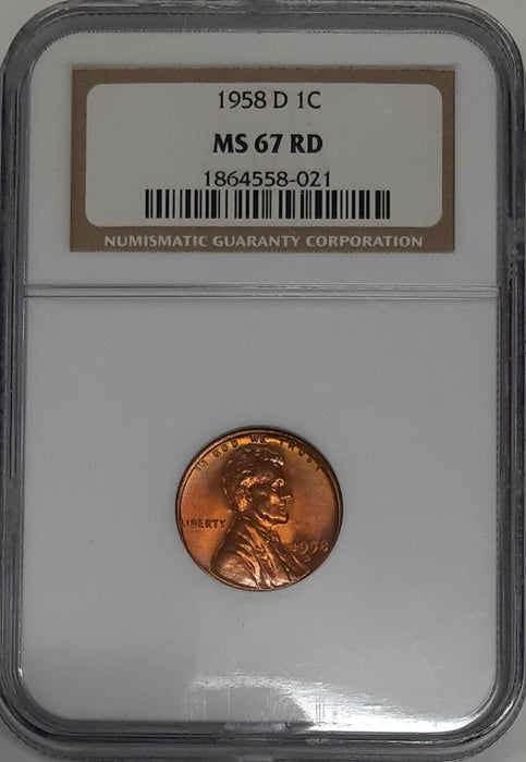 1958-D Lincoln Wheat Cent 1c NGC MS-67 RD