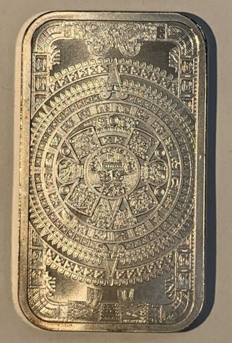 One Troy Ounce .999 Fine Silver Bar Cuauhtemoc Aztec Emperor