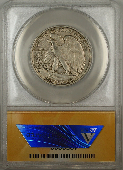 1938-D Walking Liberty Silver Half Dollar 50c Coin ANACS EF-40 HL