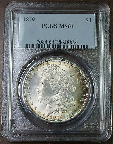 1879-S Silver Morgan Dollar Coin, PCGS MS-64 Toned