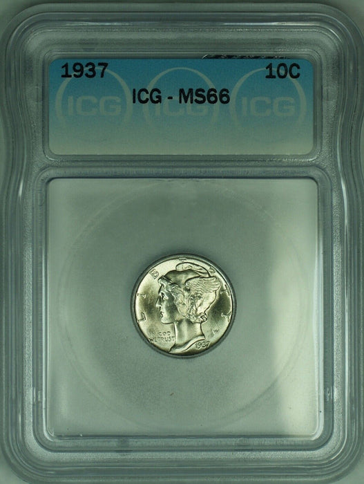 1937 Mercury Silver Dime 10c Coin ICG MS-66  (53D)
