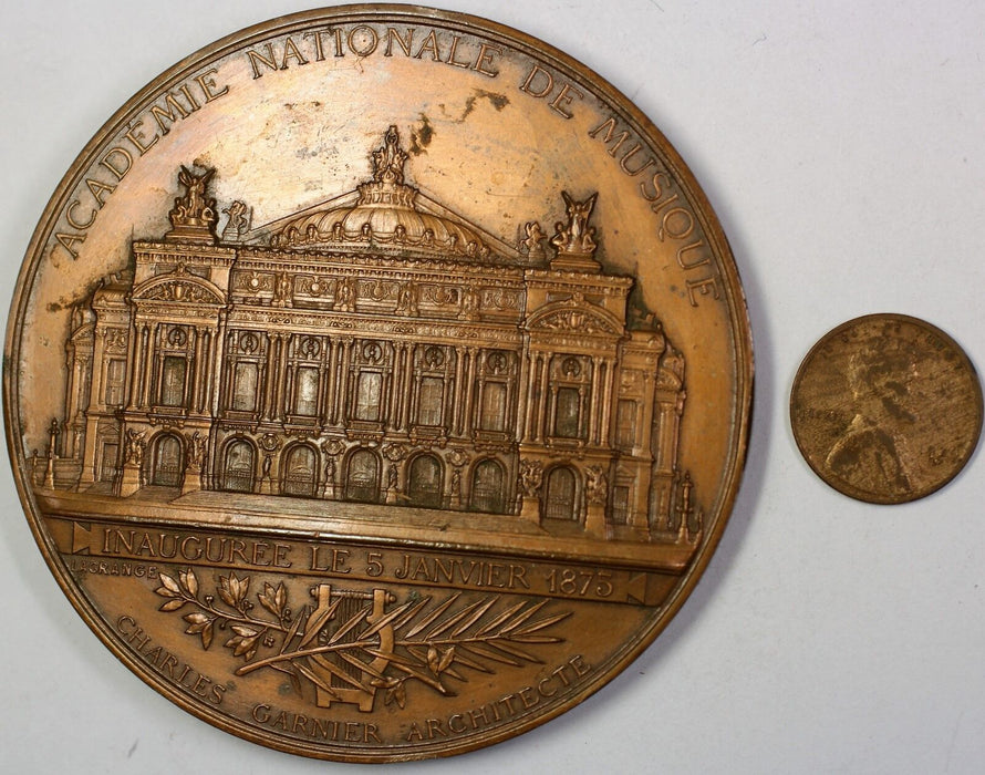 1875 Academie Nationale De Musique Large Commemorative French Bronze Medal