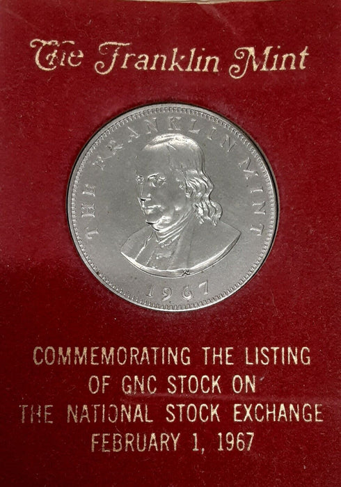 Franklin Mint 1967 Listing GNC on the Stock Exchange Medal In Holder