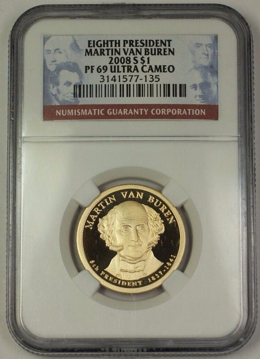 2008-S US Martin Van Buren Presidential Dollar Coin $1 NGC PR-69 Ultra Cameo