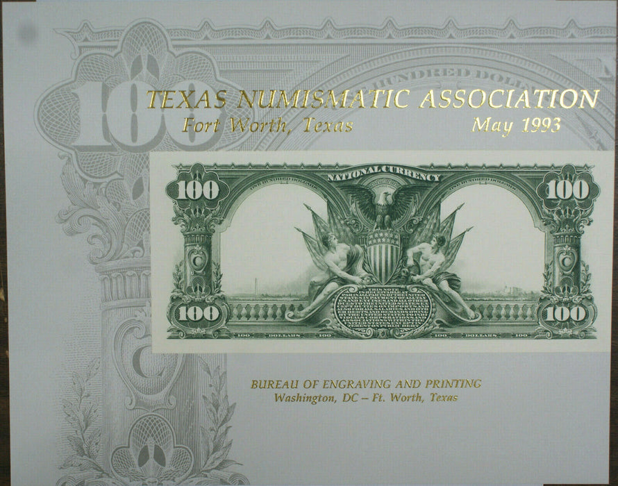 BEP souvenir card B 169 TNA 1993 $100 Plain Back National Bank Note 1902