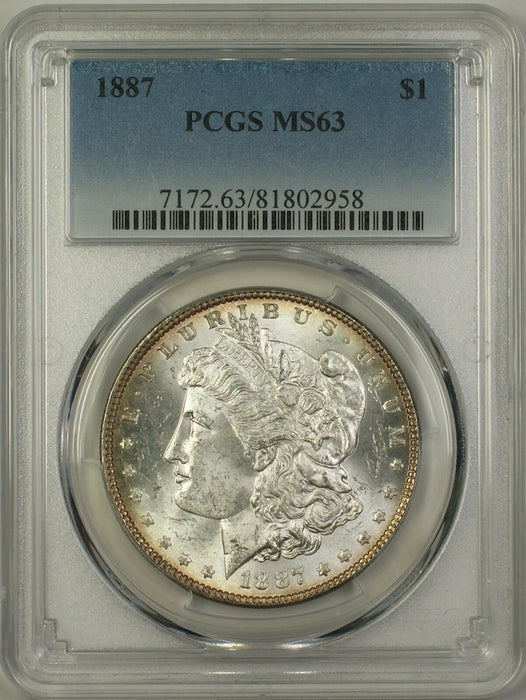 1887 Morgan Silver Dollar $1 Coin PCGS MS-63 (14)