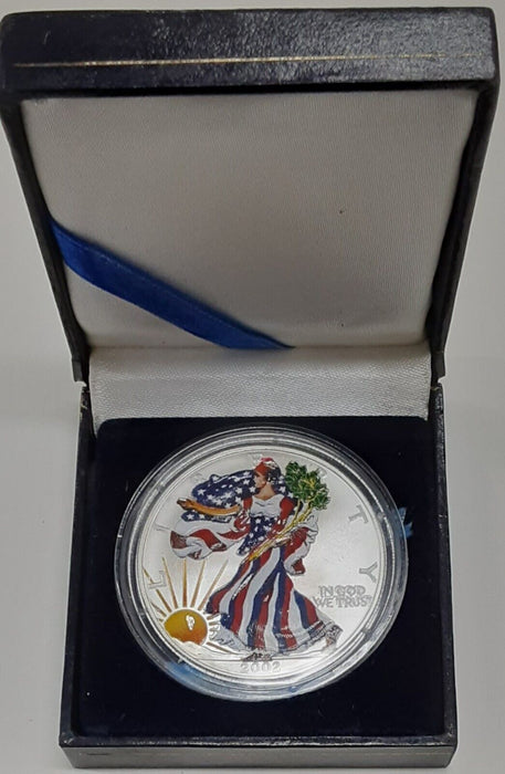 2002 American Silver Eagle UNC .999 Fine Silver Coin w/Colorized Obverse
