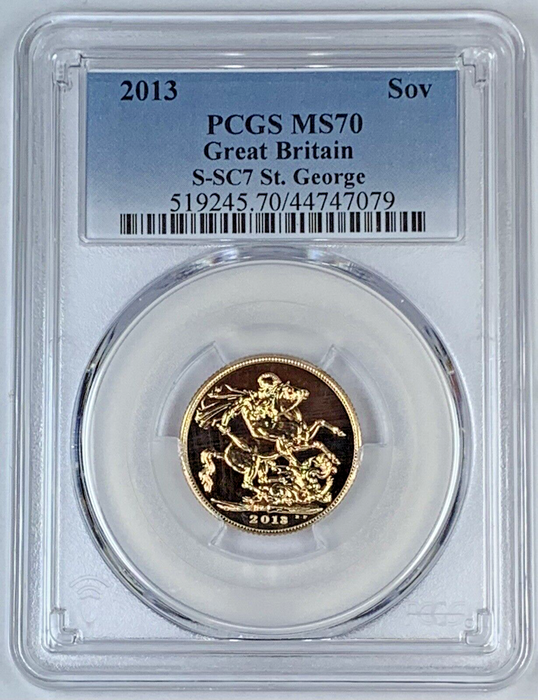 2013 Great Britain Gold Sovereign Coin PCGS MS 70, S-SC7 St. George (AN)